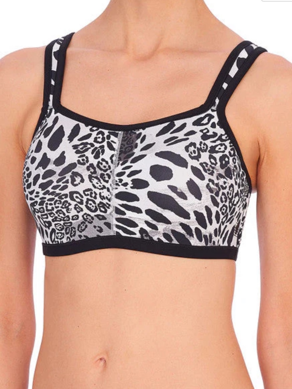 Natori Yogi Black and White Leopard-Print Sports Bra